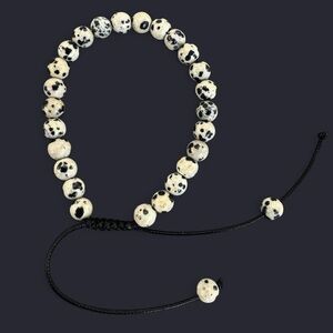 Dalmatian Jasper Adjustable Gemstone Bead Bracelet 6mm